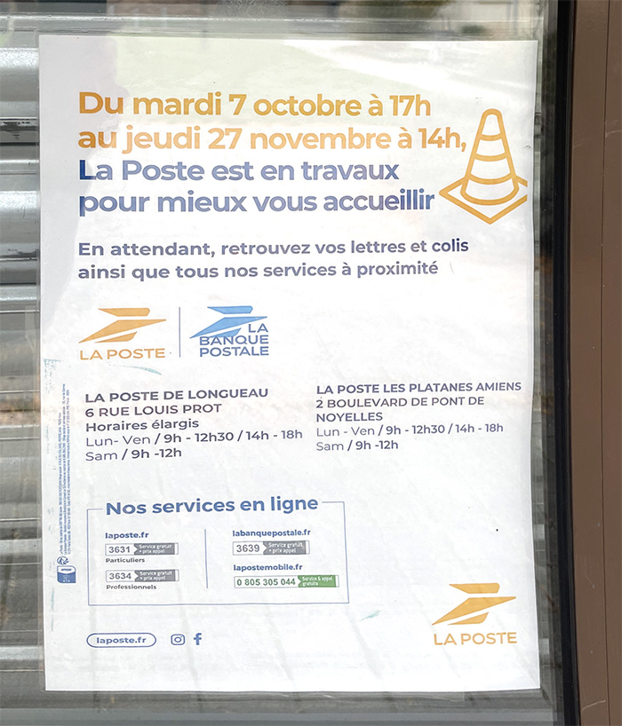 Fermeture du bureau de poste Rollin rue d'Assas pour travaux